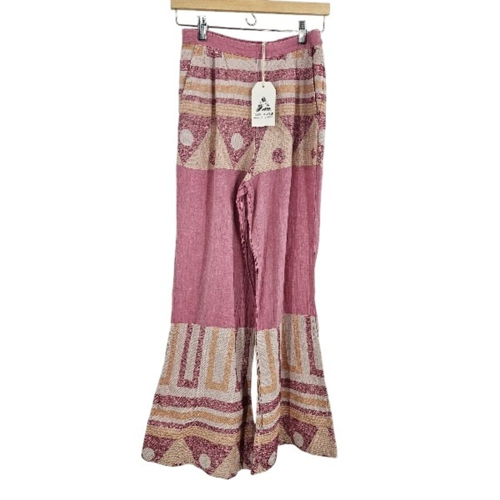 Pearl & Caviar Zakar Pants Pink Orange Loose Straight beach Preppy NWT Size XS/S